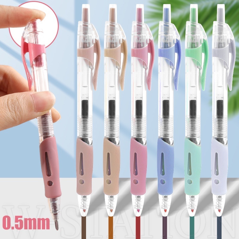ปากกาหมึกสี ย้อนยุค / ปากกาเจล 0.5 มม. แห้งเร็ว สีสันสดใส / ปากกามาร์กเขียนนักเรียน / อุปกรณ์เครื่องเขียนสํานักงาน โรงเรียน