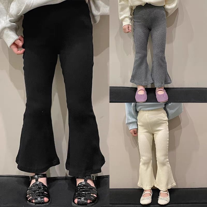ผ้านิ่มเด้งๆ ทิ้งตัวใส่สวย กางเกงขายาว สีพื้น สไตล์เกาหลี แฟชั่นฤดูใบไม้ผลิ และฤดูร้อน สําหรับเด็กผู้หญิง 2023