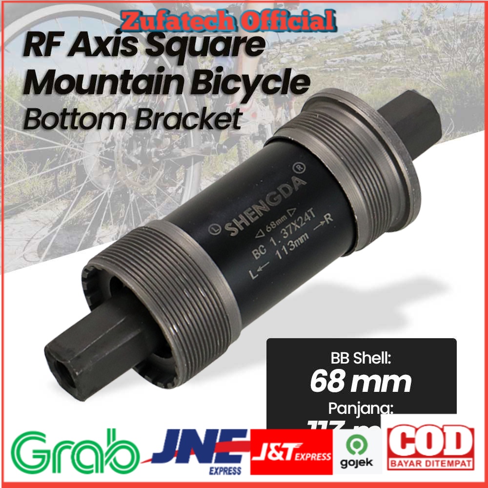 Shengda Axis Square Mountain จักรยานวงเล็บด้านล่าง 68 มม. x 113 มม. - สีดํา - 7RSE7HBK