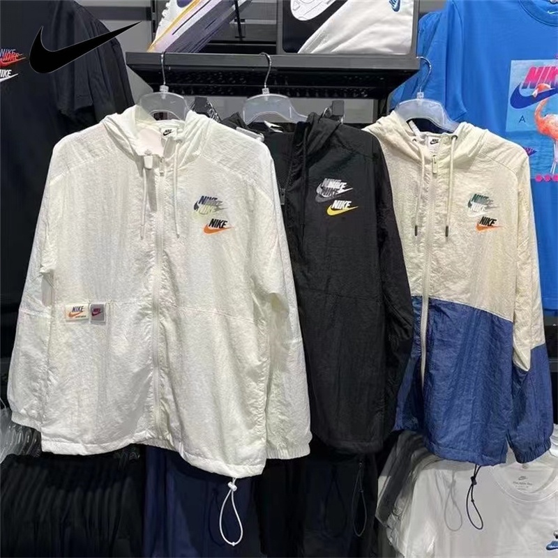 ของแท้ 100% เสื้อแจ็กเก็ตบอมเบอร์ ผ้าตาข่าย กันลม พร้อมฮู้ด มีซิป สําหรับผู้ชาย และผู้หญิง