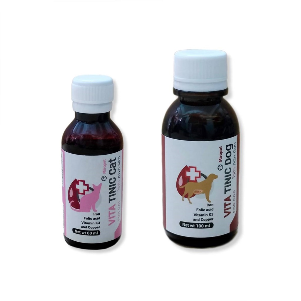 VITA TINIC อาหารเสริมวิตามิน ธาตุเหล็ก ทองแดง สำหรับสัตว์เลี้ยง 60 - 100 ML.