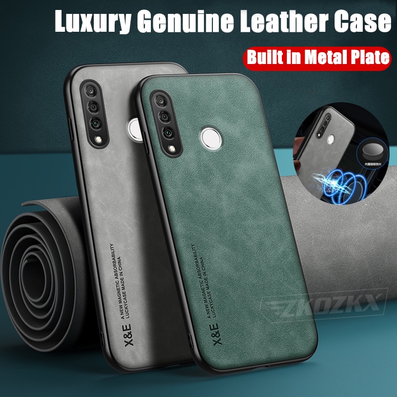 สําหรับ Hawei Nova 4 VCE-L22 Slim Minimalist ของแท้ Lamb หนังในตัวแผ่นโลหะปกหลัง