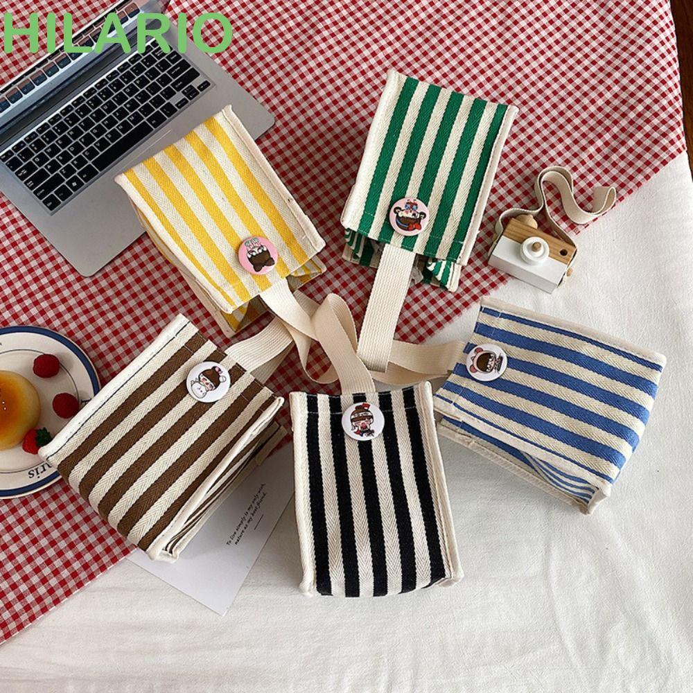 Hilario กระเป๋าสะพายข้าง ผ้าแคนวาส ลายทาง พร้อมหูหิ้ว ใบสั้น แบบพกพา สําหรับชายหาด