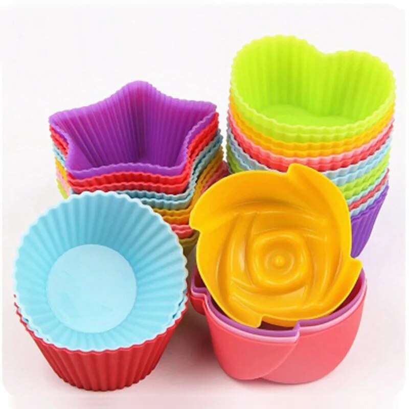 12/24pcs Silicone Cake Mold Pastry Muffin Cupcake Baking Molds Reusable Cake Decorating Tools Weddin