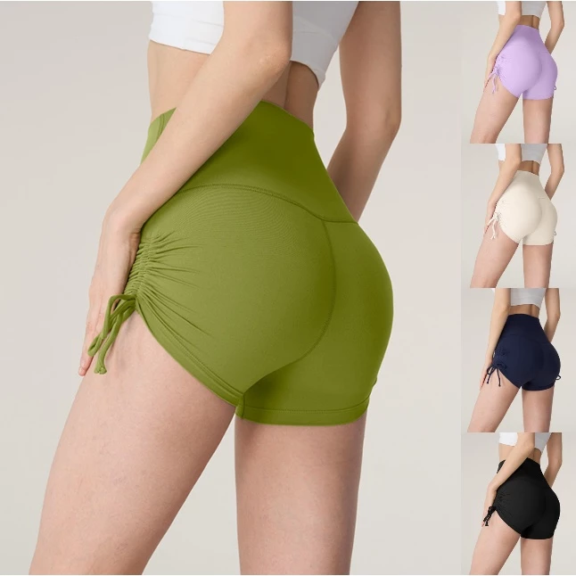 ✨รุ่นใหม่✨One/Free Size (YOGA-057) DK-518 กางเกงโยคะขาสั้น drawstring กางเกงเลกกิ้งออกกำลังกายขาสั้น