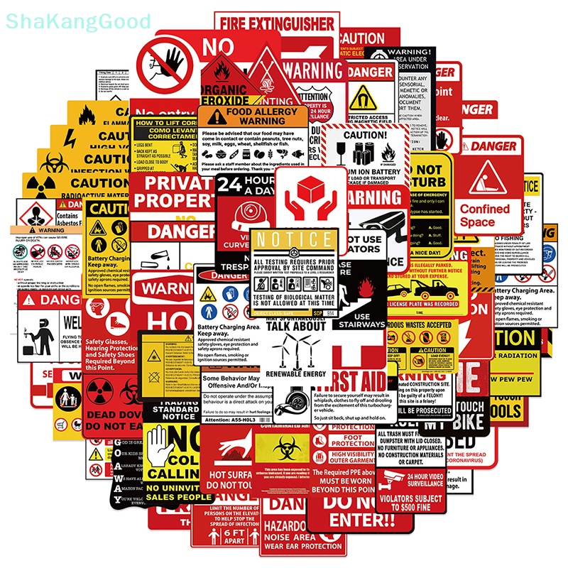 Skth 75 ชิ้น สติกเกอร์คําเตือน อันตราย ป้ายแบนนิ่ง เตือน รูปลอก แล็ปท็อป กระเป๋าเดินทาง สติกเกอร์ SKK
