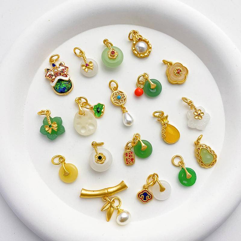 จี้ 18K Matte Gold สี Retention Gourd Lotus Pom Safe Buckle diy Handmade
