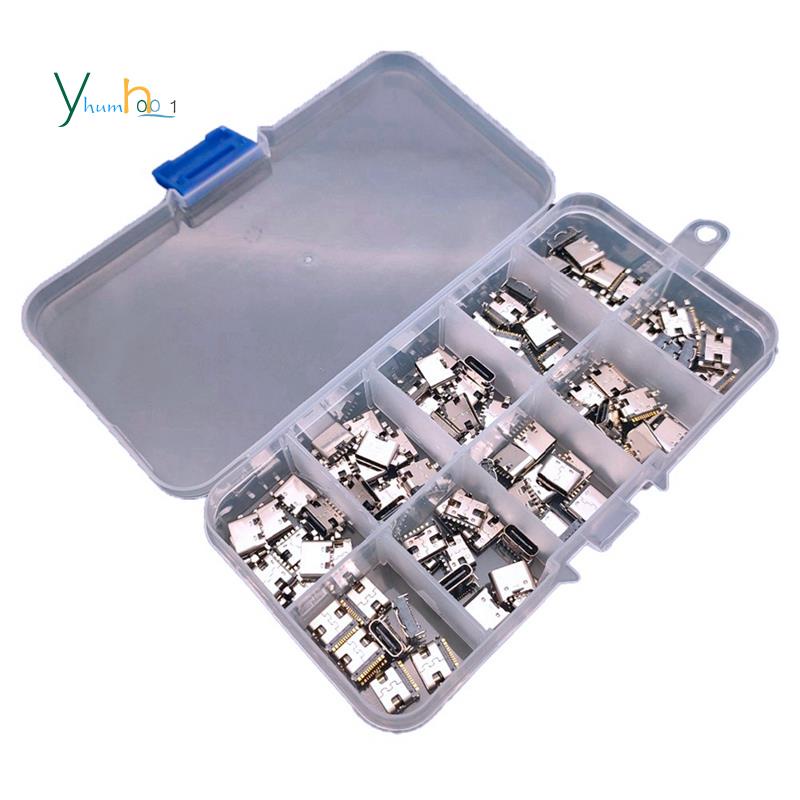 100 ชิ้น/ล็อต 10 รุ่น Type-C USB ชาร์จ Dock Connectors ผสม 6Pin และ 16Pin ใช้สําหรับโทรศัพท์และผลิตภัณฑ์ดิจิตอลชุดซ่อม