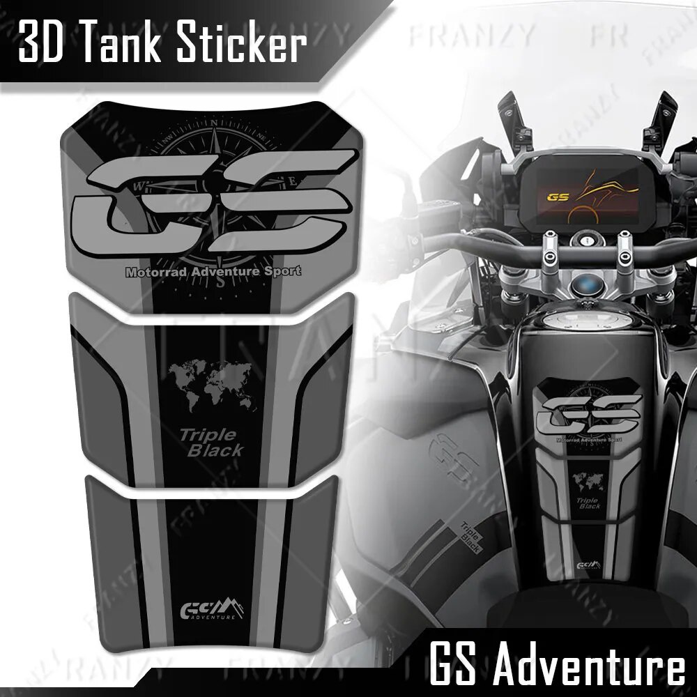 For BMW R1200GS ADV R1250GS R 1250 GS Adventure 3D Motorcycle Tank Pad Sticker Protector Triple black 40 years Decal 202