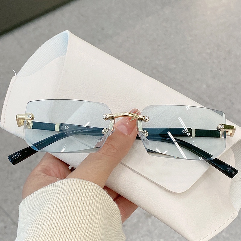 Unisex สี่เหลี่ยมผืนผ้าแว่นตากันแดด Rimless UV400 ป้องกันแว่นตาแฟชั่น - รูปที่ 5