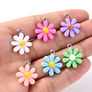จี้ลูกปัดดอกเดซี่ ดอกทานตะวัน ขนาด 16x20 มม. หลากสี สําหรับทําสร้อยคอ ต่างหู Diy จํานวน 10 ชิ้น