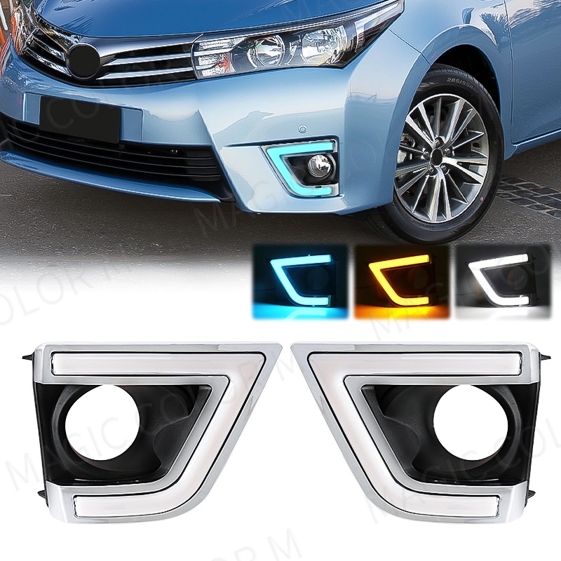 【พร้อมส่งภายใน 24 ชั่วโมง】ไฟตัดหมอก Led DRL สีเหลือง ขาว ฟ้า สําหรับ Toyota Corolla Altis 2014 2015 2016 2017