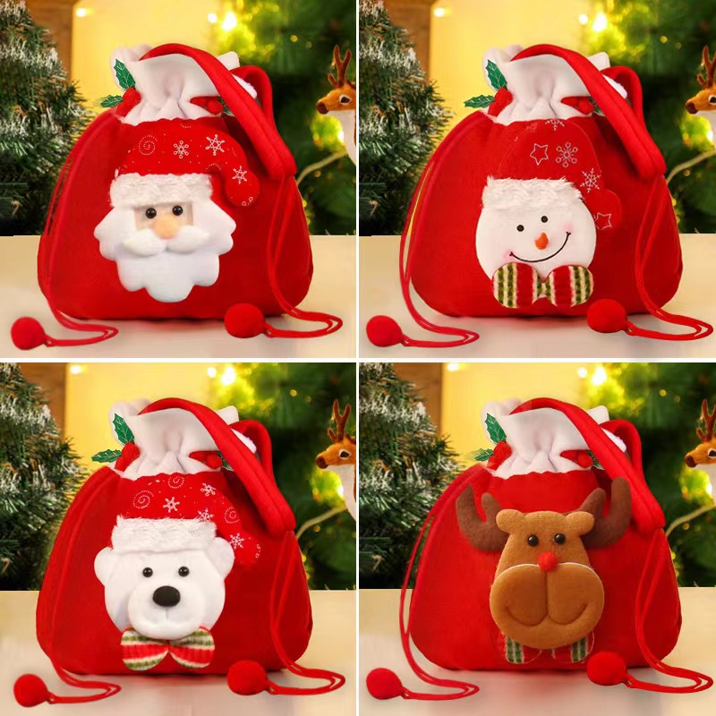 1 ชิ้น คริสต์มาส ซานตาคลอส เอลก์ สโนว์แมน ถุงขนม คุกกี้ แบบพกพา ถุงหิ้ว ของขวัญ ตะกร้า ตกแต่งคริสต์มาส ปาร์ตี้