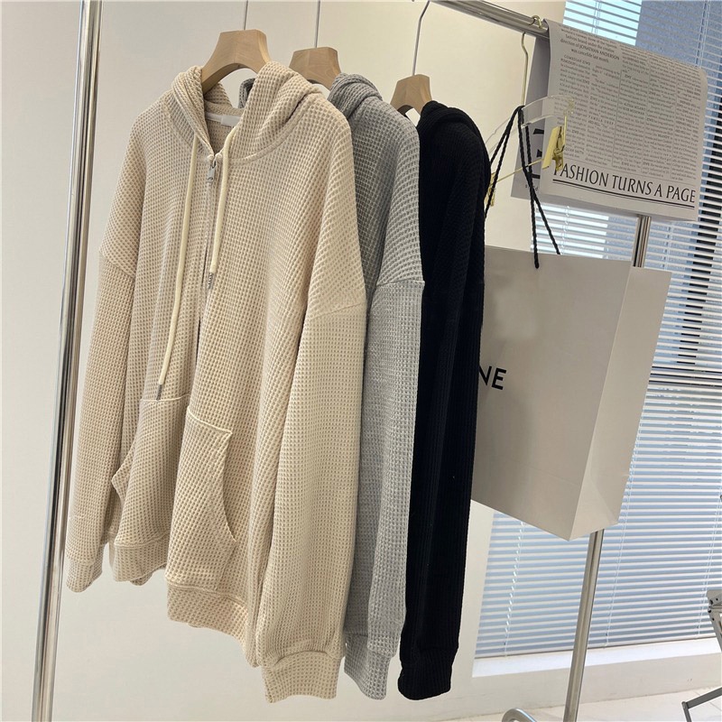 ส่งไวจากไทย TAYCEN M-2XL เสื้อกันหนาว มีฮู้ดแขนย สไตล์เกาหลี สำหรับผู้หญิง วาฟเฟิล