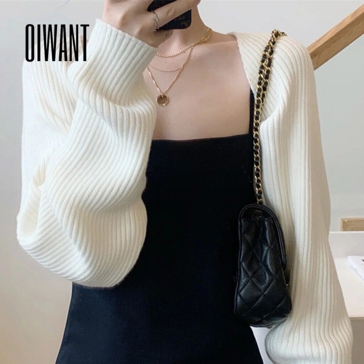 Oiwant เสื้อครอปท็อปแขนยาวลําลอง สีพื้น เข้ากับทุกการแต่งกาย สําหรับผู้หญิง 2023