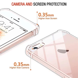 สําหรับ Apple iPhone SE 2016 5 5s 6 6s 7 8 Plus บาง คริสตัล ใส นิ่ม ซิลิโคน เจลลี่ เคสที่มีสี่มุม เสริม ปกใส