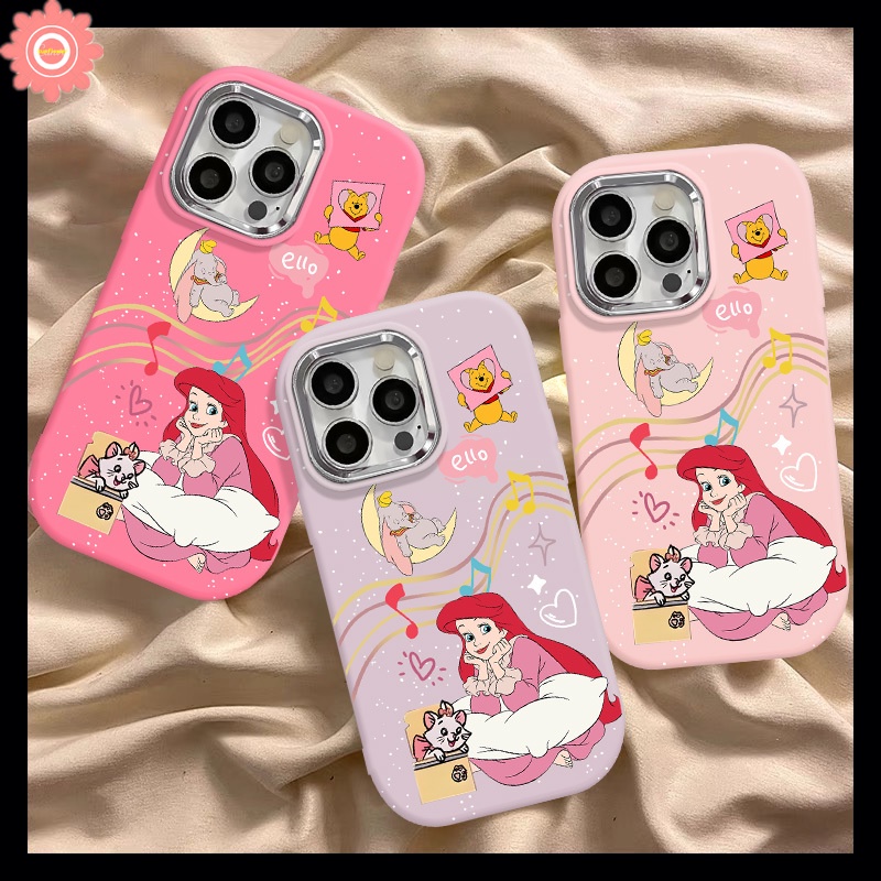 เคสโทรศัพท์มือถือแบบนิ่ม กันกระแทก ลายเจ้าหญิงดิสนีย์ แอเรียล เมทัล แฟชั่น สําหรับ IPhone 7 8 Plus X XR XS Max 11 15 12 14 13 Pro Max 7Plus 8Plus