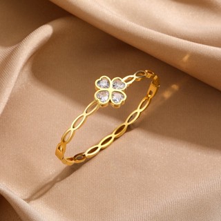 Four-leaf Clover Hollow Heart-Shaped Zircon สร้อยข้อมือเหล็ก…