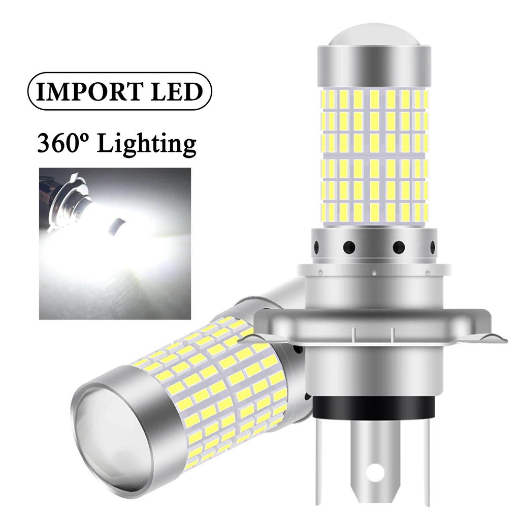 ไฟหน้ารถจักรยานยนต์ LED H4 144 SMD BA20D H6 P15D สว่างมาก 6000K สีขาว 1 ชิ้น