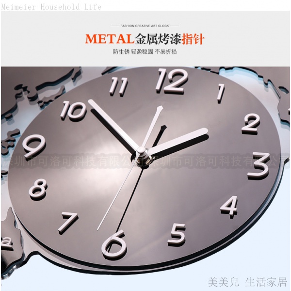 สินค้าแผนที่โลก นาฬิกาแขวนผนัง ตกแต่งห้องนั่งเล่น สร้างสรรค์ อะคริลิค นาฬิกาเรืองแสง - รูปที่ 7