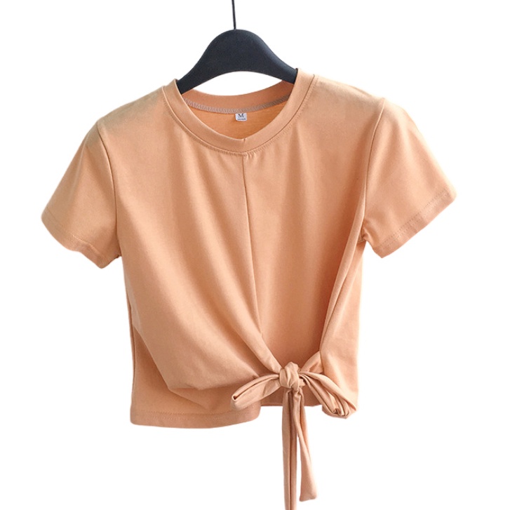 Fashion เสื้อยืดเเขนสั้นผู้หญิง เสื้อผูกโบว์ที่เอว รุ่น W09