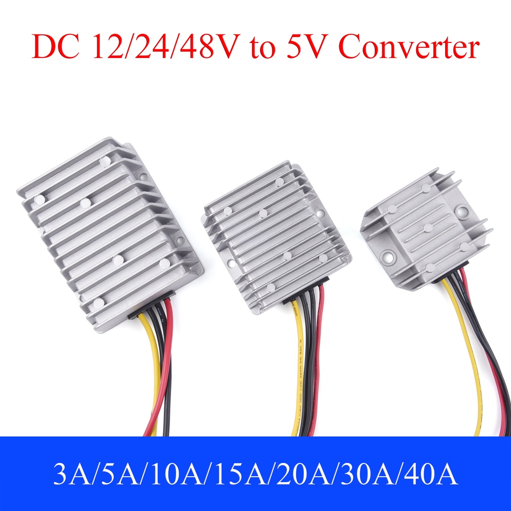 โมดูลแปลงพาวเวอร์ซัพพลาย 12V 24V 48V เป็น 5V DC 3A 5A 10A 15A 20A 30A 40A สําหรับรถยนต์