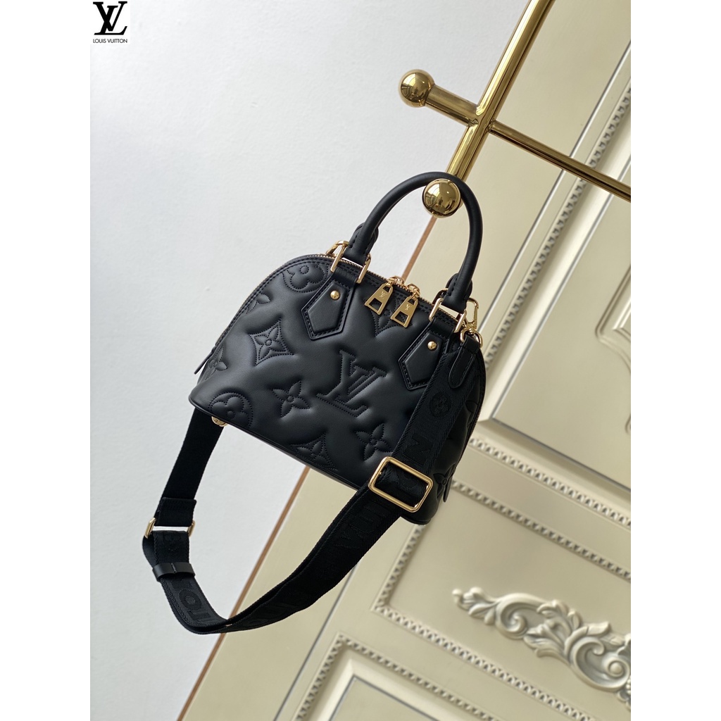หลุยส์วิตตอง Louis Vuitton lv tote el m59793 กระเป๋าหนังแท้สีดำ รุ่น alma bb กระเป๋าสะพาย g4gg