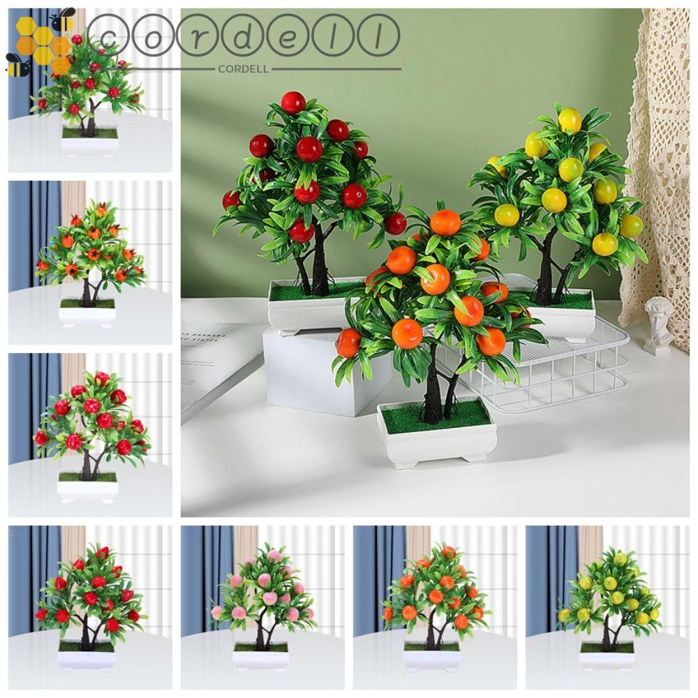Cordell ต้นมะนาวปลอม พลาสติก 16 ผลไม้ เหมือนจริง สีส้ม สตรอเบอร์รี่ ส้ม ต้นบอนไซ สร้างสรรค์ สําหรับตกแต่งบ้าน