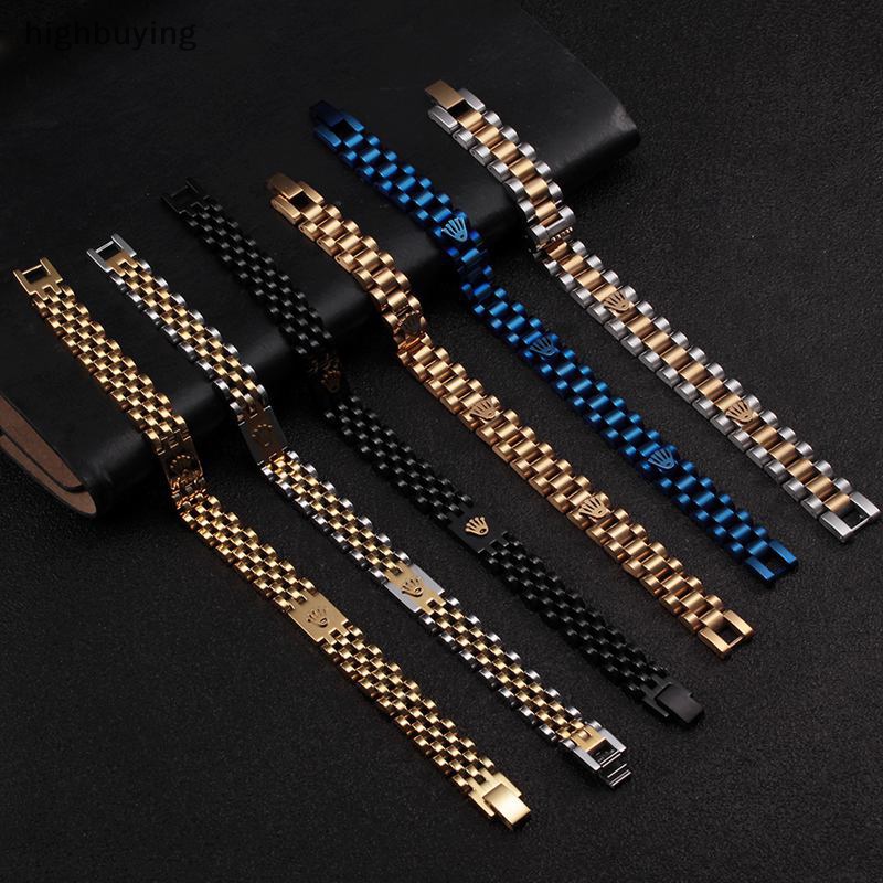 [highbuying] แฟชั่น สวยหรู มงกุฎ สร้อยข้อมือ สเตนเลส นาฬิกา โซ่ กําไลข้อมือ สําหรับผู้ชาย ผู้หญิง คู่รัก เครื่องประดับ ของขวัญ ใหม่ พร้อมส่ง