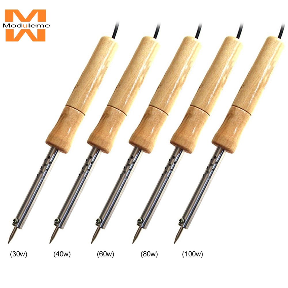 หัวแร้งบัดกรีไฟฟ้า ด้ามจับไม้ ขนาดเล็ก 220V 30W 40W 60W 80W 100W ปรับอุณหภูมิได้