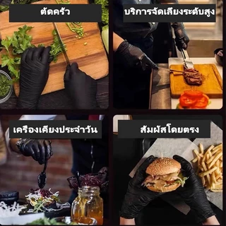 COD ถุงมือ ถุงมือไนไตร ถุงมือยาง pvc ถุงมือสีดํา gloves เกรดอาหาร ถุงมือทำอาหาร 100 ชิ้น/กล่อง