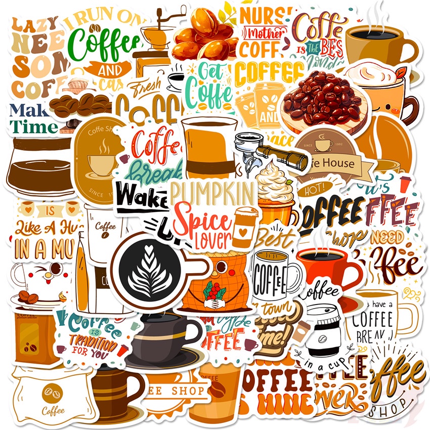 ❉ Coffee Date Series 03 Stickers ❉ 50Pcs/Set DIY Fashion Waterproof Doodle Decals Stickers