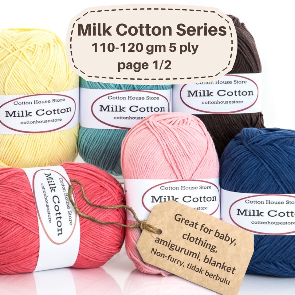 ซีรีย์ผ้าฝ้ายนม 110-120g 5ply 2mm Amigurumi Baby Benang Kait Yarn Page01 MCS