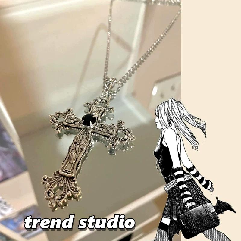 สร้อยคอไม้กางเขนหินสีดำ สไตล์โกธิค สไตล์ฮิปฮอป มีหลายสไตล์ให้เลือก ไม่ลอกหรือเปลี่ยนเป็นสีดำ - รูปที่ 2
