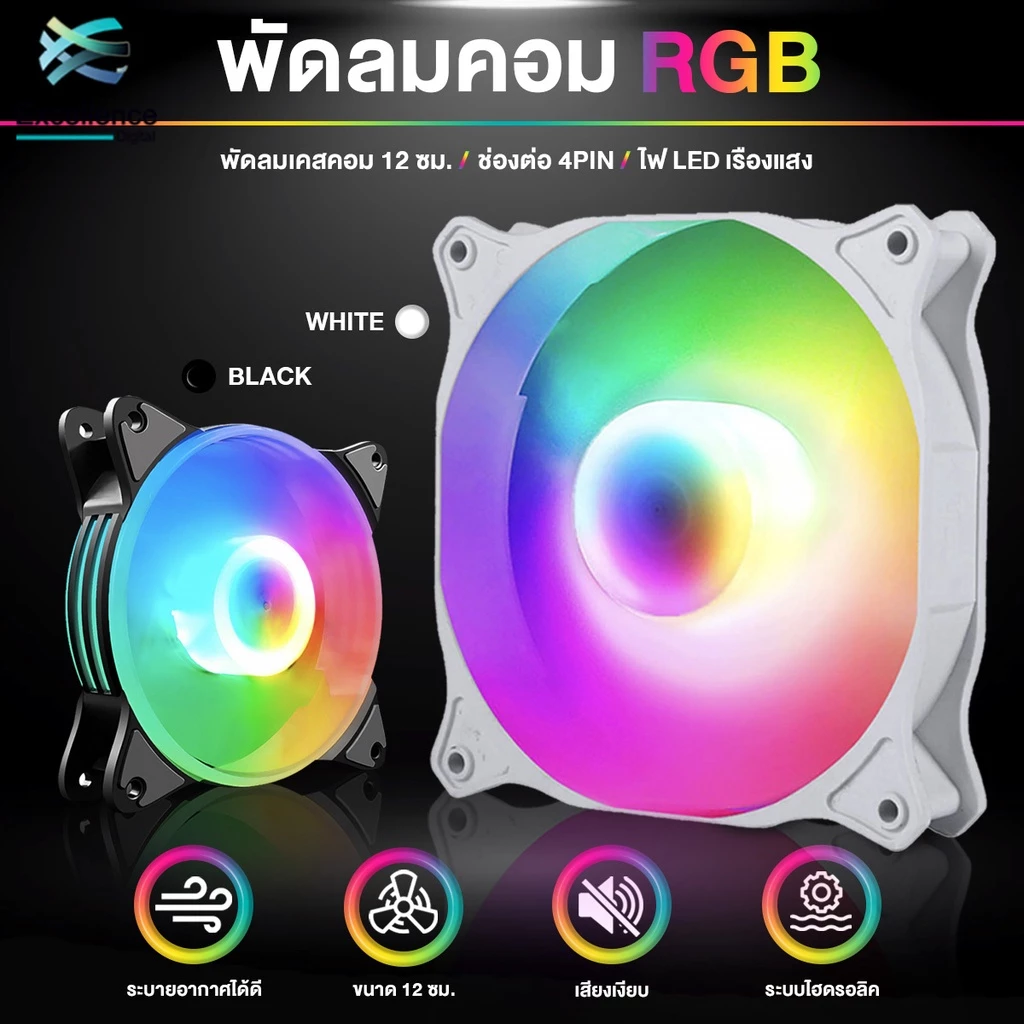 พัดลมระบายความร้อน RGB Cooling Fan พัดลมเคส เสียงเงียบ พัดลมฮีทซิงค์ ฮีทซิงค์ 4Pin 12V