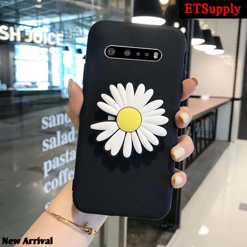 เคสโทรศัพท์สําหรับ LG V50 V60 ThinQ ฝาหลัง Soft Glossy เคสด้านหลัง + Chrysanthemum Bracket สําหรับ L