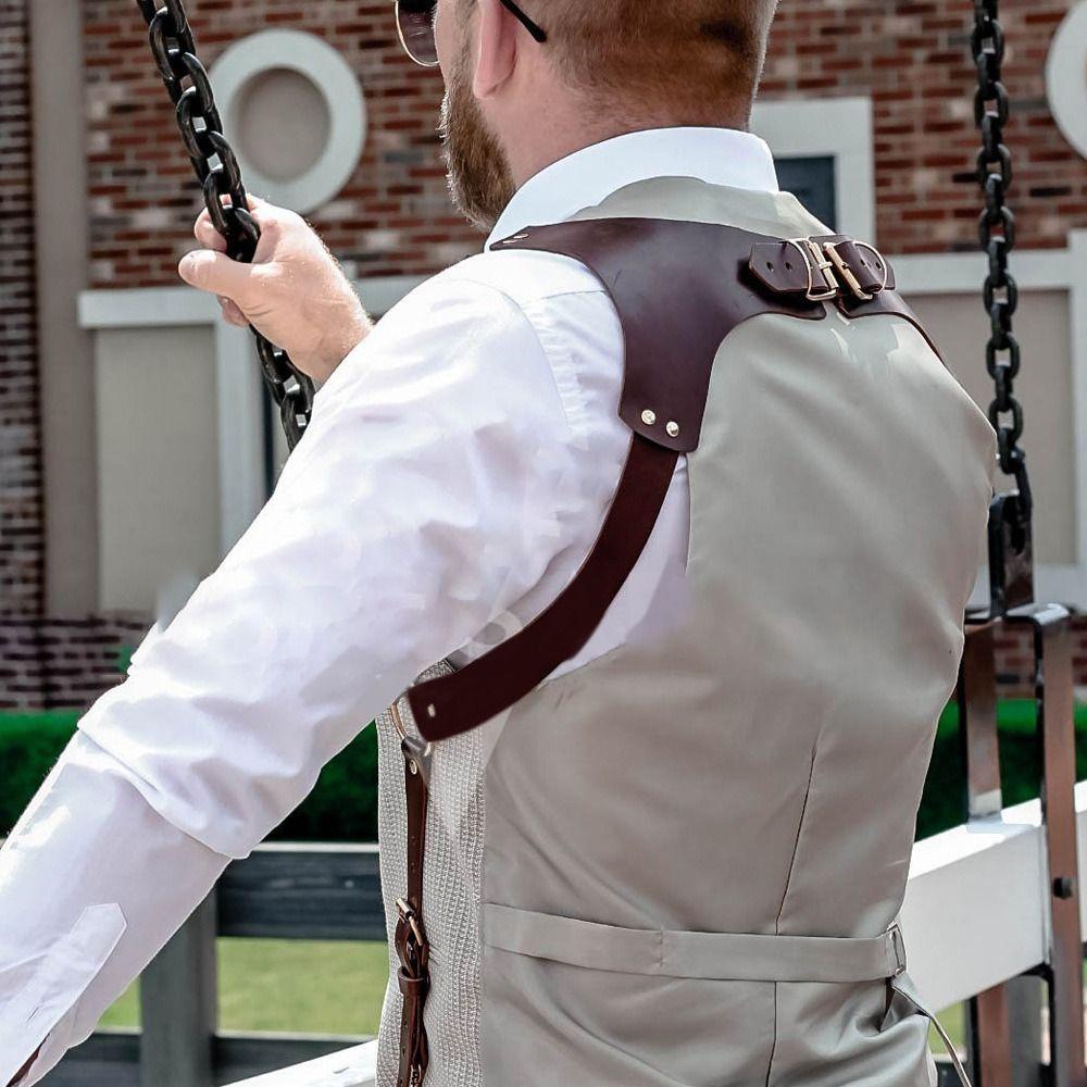 เอมิลี ผู้ชาย สายรัด เข็มขัด,หนัง ปู่ สายรัดไหล่วงเล็บยืดหยุ่น,แฟชั่นวินเทจอ่อนโยน นักกีฬา สายรัดปรับคลิปเข็มขัดผู้ใหญ่ผู้ให