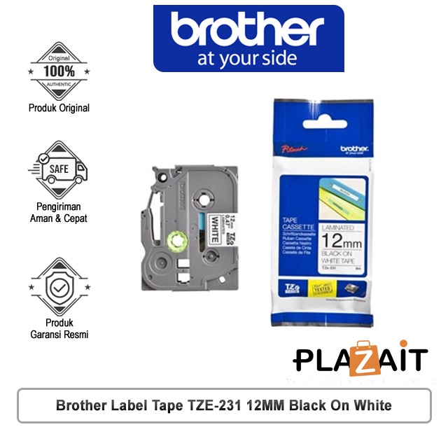 เทปฉลาก Brother TZE-231 12MM สีดําบนสีขาว Original