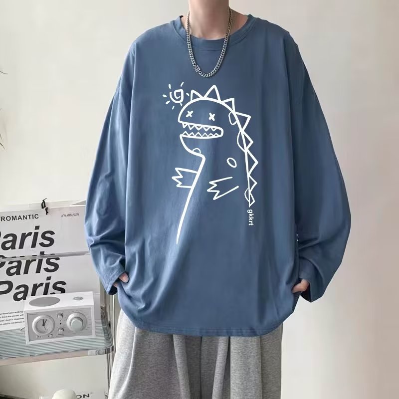 M-8XL ใหม่หลวมและขนาดใหญ่เสื้อยืดแขนยาว Appears Slim และอเนกประสงค์ลําลองรอบคอเสื้อแขนยาวผู้ชายเสื้อแขนยาวฐาน