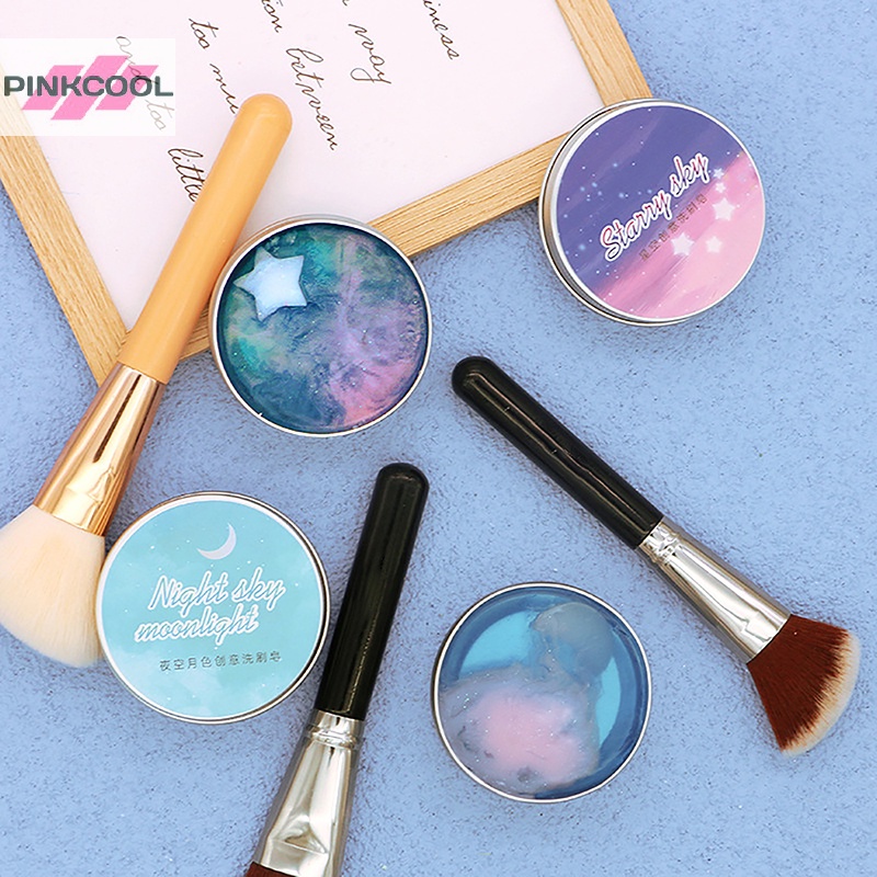 Pinkcool ขายดี แผ่นซิลิโคน รูปดวงจันทร์ สําหรับทําความสะอาดแปรงแต่งหน้า