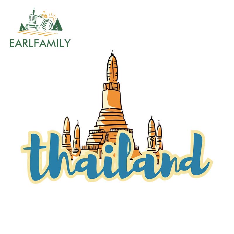 Earlfamily สติกเกอร์ไวนิล JDM กันน้ํา ลายภูมิทัศน์ประเทศไทย 13 ซม. สําหรับติดตกแต่งรถยนต์ รถจักรยานยนต์ DIY