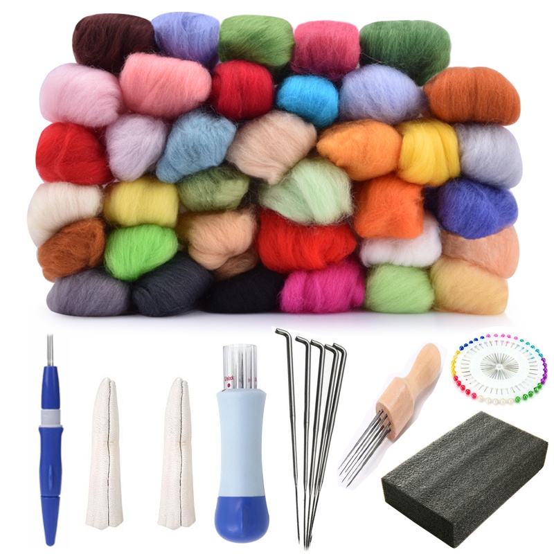 Random Color Wool Felt Handmade Felt Needle DIY Finger Cots Hand Craft Foam Wool Felt Kit