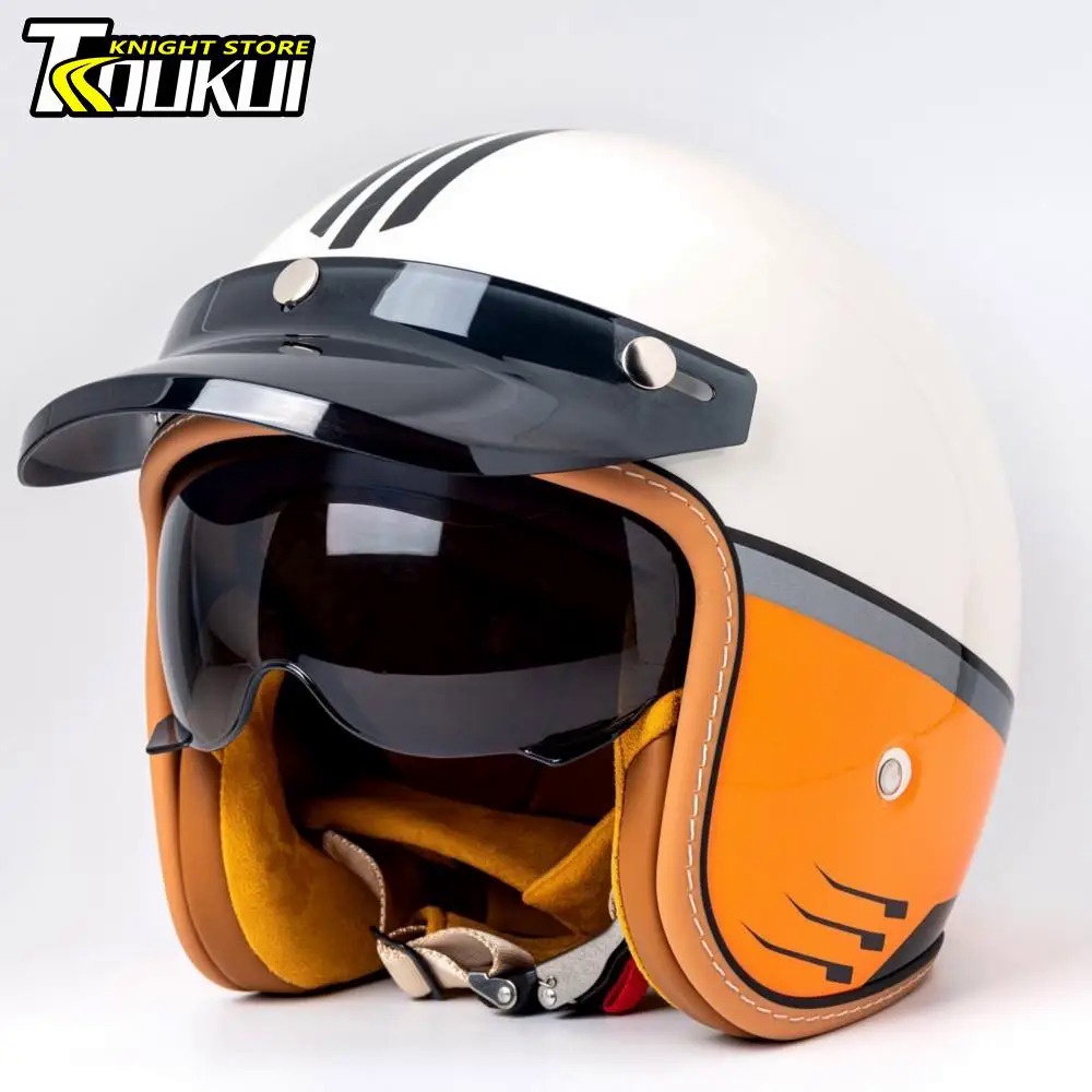 Helmet Motorcycle Scooter Capacete De Moto Scooter Helmet Four Seasons Motorcyclist Open Face Retro 