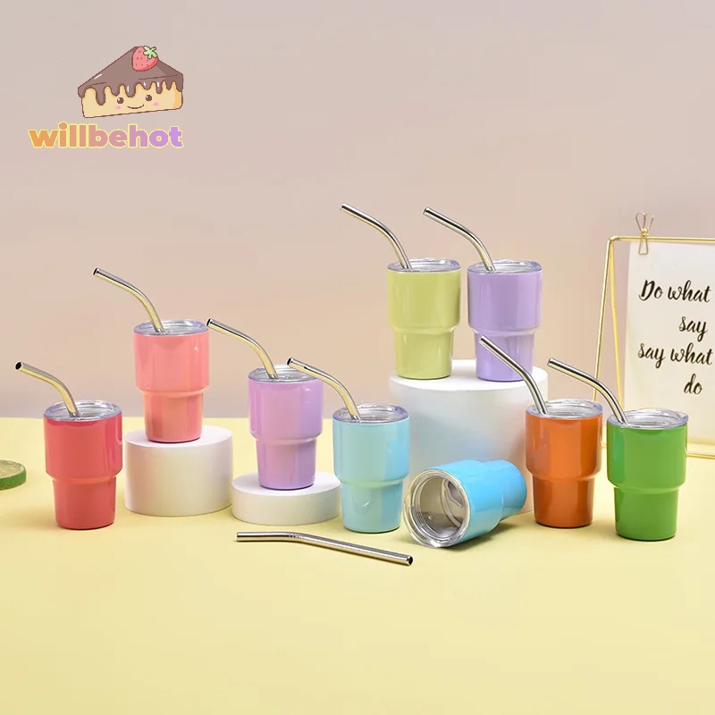 [WillbehotT] แก้วกาแฟสเตนเลสสูญญากาศ ขนาดเล็ก 2 ออนซ์ พร้อมหลอดดูด สําหรับวิสกี้ แชมเปญ