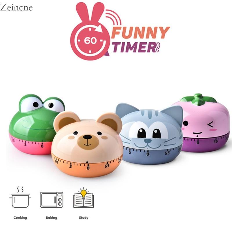 Zein นาฬิกาจับเวลา ลายการ์ตูนสัตว์น่ารัก แบบแมนนวล 60 นาที หน้าปัด 360°นาฬิกาจับเวลา แบบหมุนได้ สําหรับ Ki