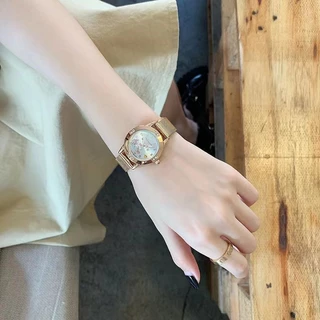 นาฬิกาข้อมือ Sanrio Kuromi Melody Cinnamon Hello Kitty สีโรสโกลด์ แบบแม่เหล็ก ดูดซับน้ําได้ สําหรับเด็กนักเรียน ให้เป็นของขวัญ