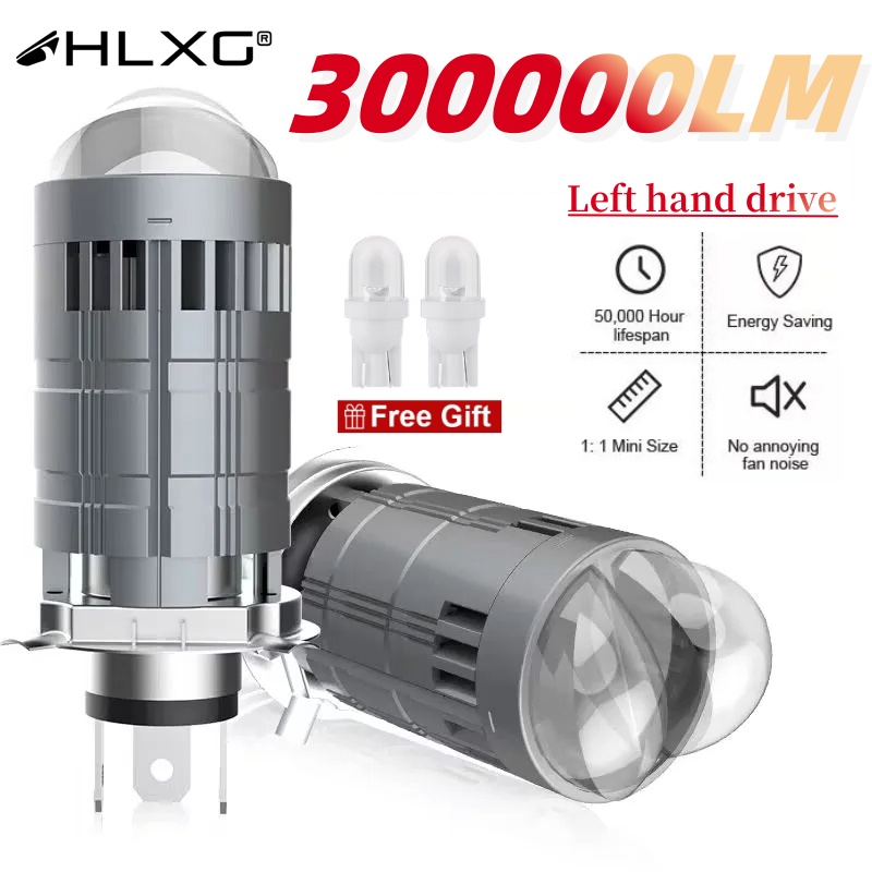 2ชิ้น LED เลนส์โปรเจคเตอร์ H4 Bi LED ไดรฟ์มือซ้าย 300000LM หลอดไฟหน้ารถยนต์ Canbus H4 600W 12V 24V Plug and Play