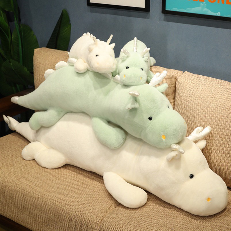 ตุ๊กตาไดโนเสาร์ มังกรยาว 70/95/120/140 ซม. สีเขียว สีขาว ของเล่น ของขวัญวันเกิด วาเลนไทน์ คริสต์มาส