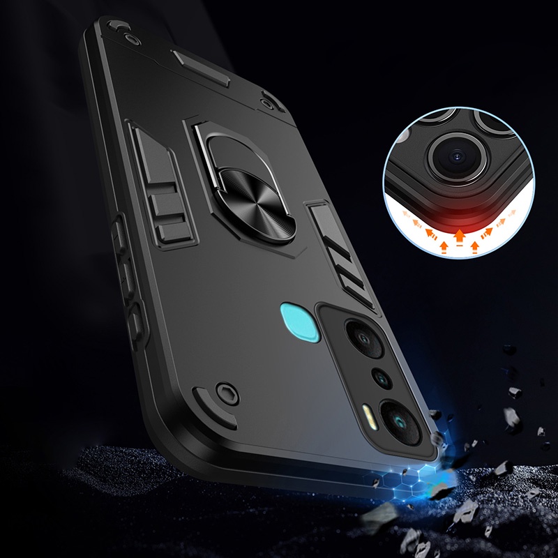 สําหรับ Infinix Hot 20i X665C X665E Hybrid เกราะกันกระแทกแหวนผู้ถือขาตั้ง