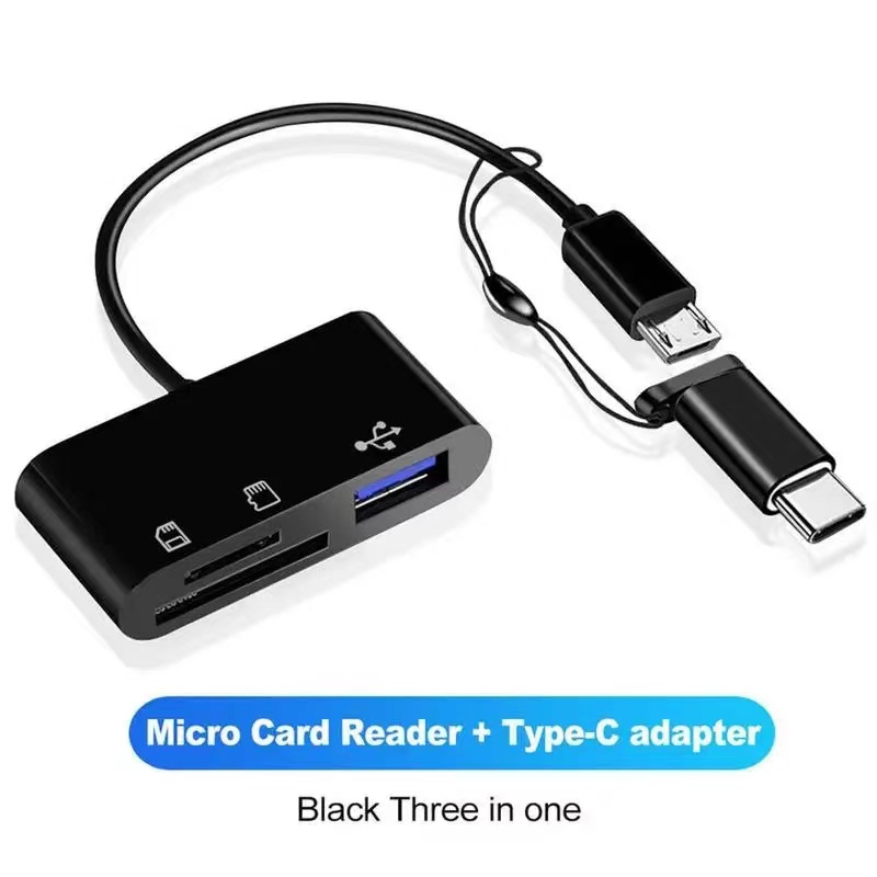 2 in 1 อะแดปเตอร์การ์ดรีดเดอร์ Type-C Micro เป็น USB TF SD OTG USB-C สําหรับ OPPO Vivo USB C